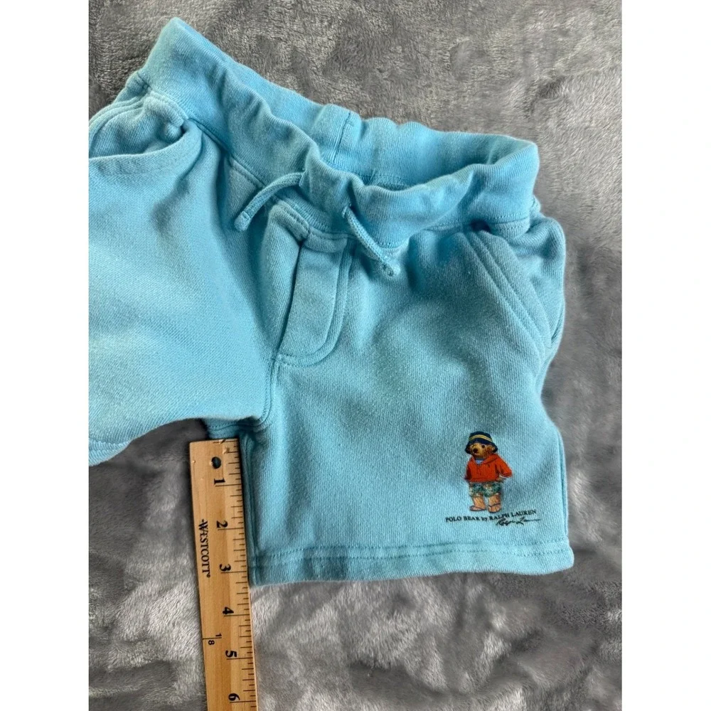 Polo Ralph Lauren Bear Boys Shorts 3T Blue Two Front Pockets Fleece Cotton